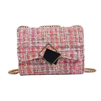 

Women's Handbag Korean Design Lady Chains Shoulder Bags Small Flap Women messenger Bags Sac Buckle Femme Luxury Wool Bags Winter