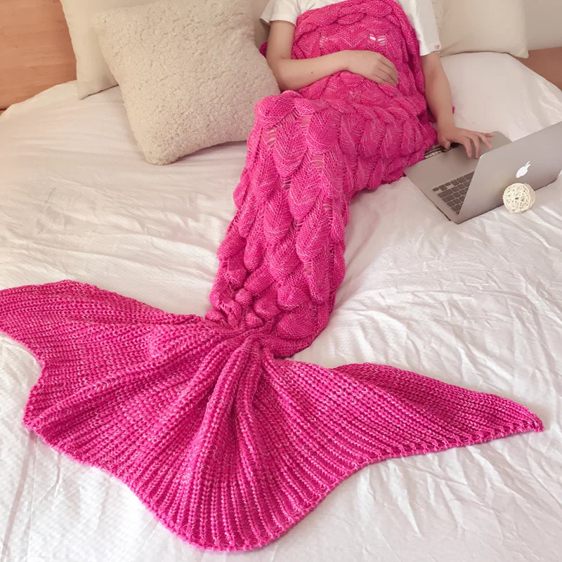 CAMMITEVER Мягкий Вязаный хвост русалки одеяло крючком ручной работы спальный мешок для детей и взрослых всесезонный подарок на день рождения