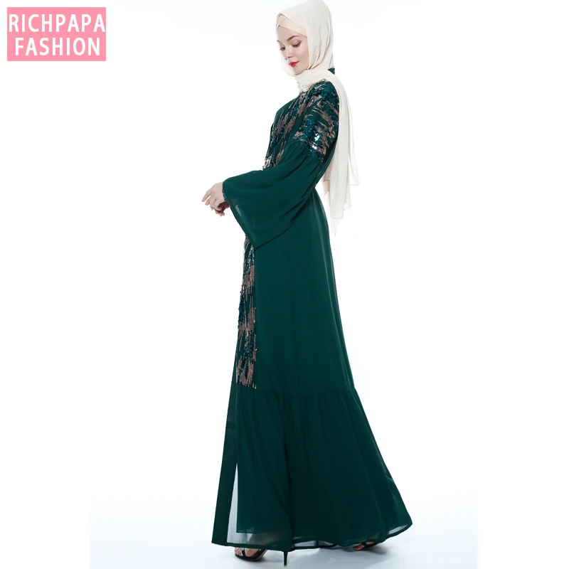 Sequin abaya кимоно Дубай мусульманский хиджаб платье Абая для женщин марокканский кафтан Турецкая молитва Исламская одежда халат Оман