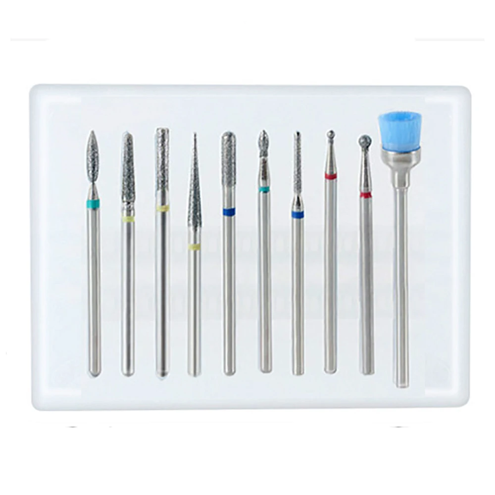 

10pcs Diamond Nail Drill Bit Set Rotery Milling Cutters Bits For Electric Pedicure Manicure Machine Nail Burr Tools Accessories