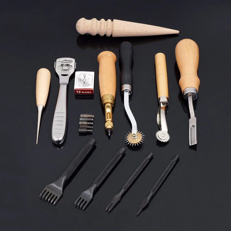  19Pcs Leather Working Tools, Leather Tooling Kit for