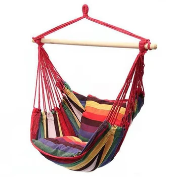

Hanging Hammock Chair Home Garden Outdoor Swing Travel Camping Indoor Portable Relaxation with Cushion Canvas
