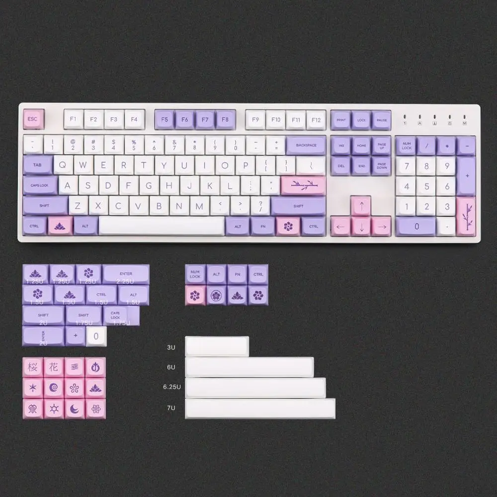 [В наличии] XDA Sakura keycaps Dye subbed толстые PBT 134 клавиш для 61/87/104 cherry mx механическая