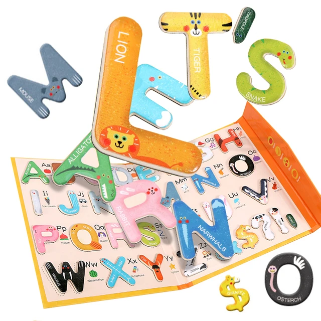 Baby Montessori Education English Alphabet Cards Magnetic Puzzle