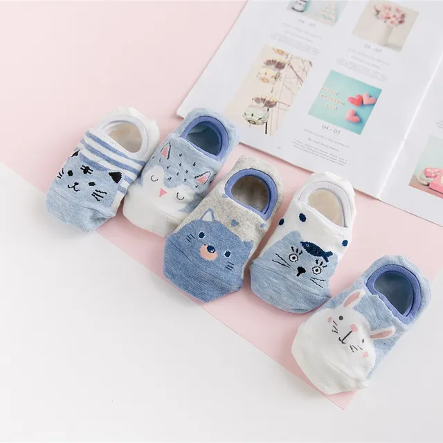 10 Piece=5 Pairs/lot Cute Animal Spring Women Socks Set Korean Style Funny Cat Dog Panda Low Cut Ankle Short Sox Happy Size34-40 27