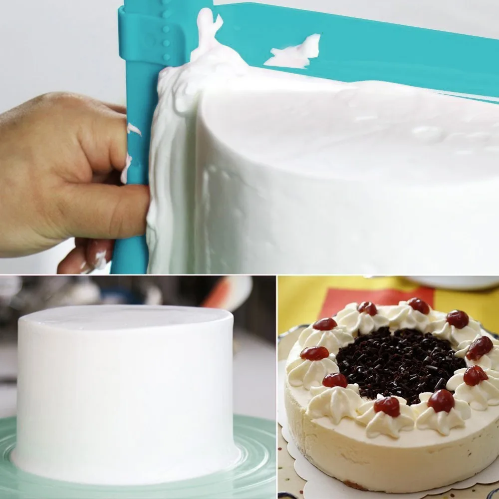 2pcsCake скребок Гладкий регулируемые шпатели для мастики края торта крем украшения