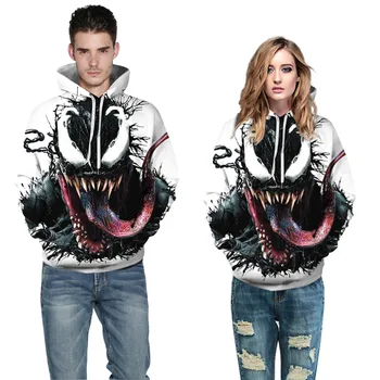 

Fashion Casual Loose Large Hoodies Women Winter Venom Printing Pullover Hoodie Student Couple Baseball Suit Mens Hoodies