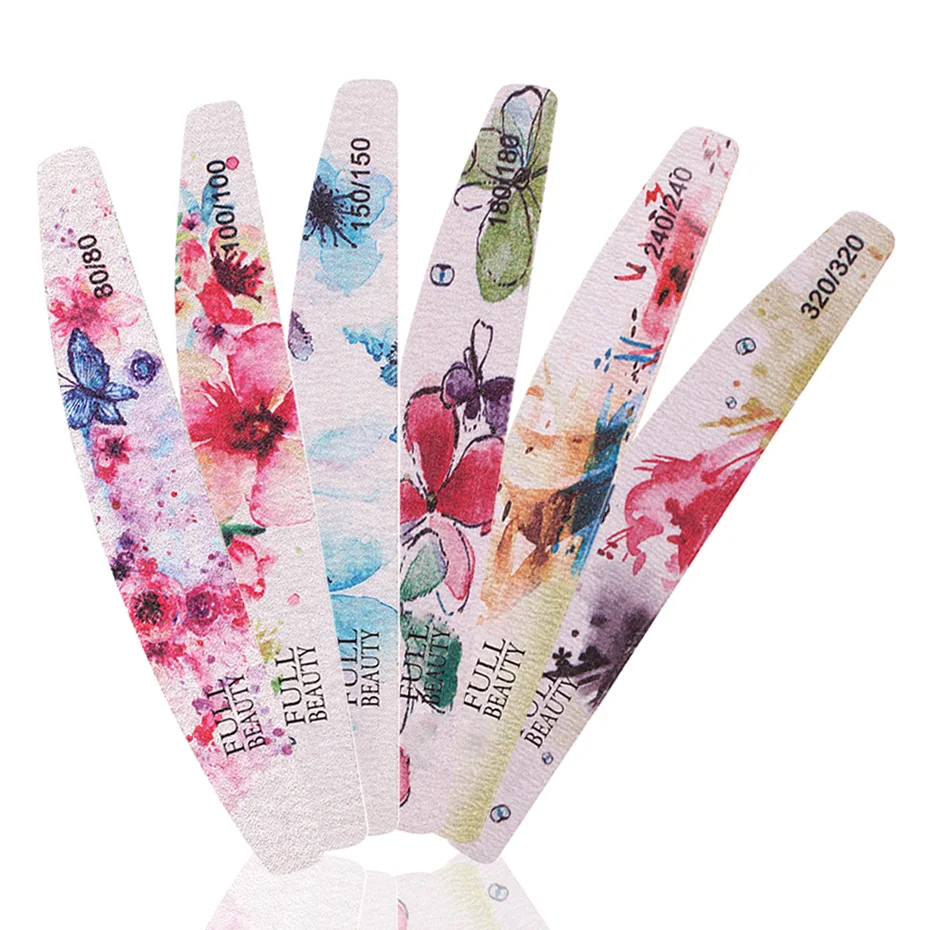 

1pcs Watercolor Nail File Sanding Buffer Block Pedicure Manicure Half Moon Shape Nail Buffing Files Polish Salon Tools BE1523