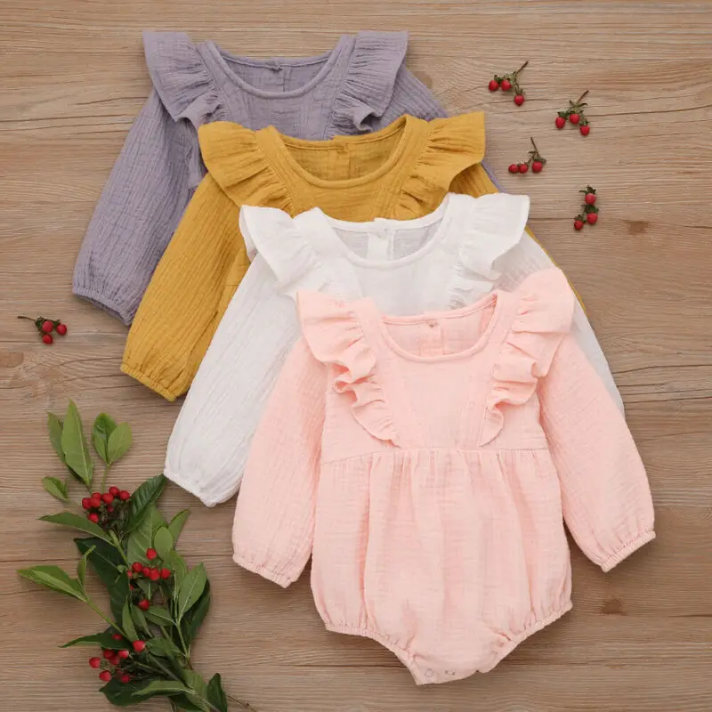 

Newborn Kids Baby Girl Long Sleeve Ruffles Romper Bodysuit Jumpsuit/Dress Outfit