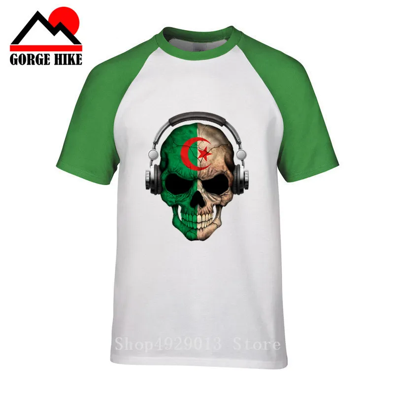 Dark Skull Deejay футболки с коротким рукавом для ди-джеев мужские летние флагом Алжира