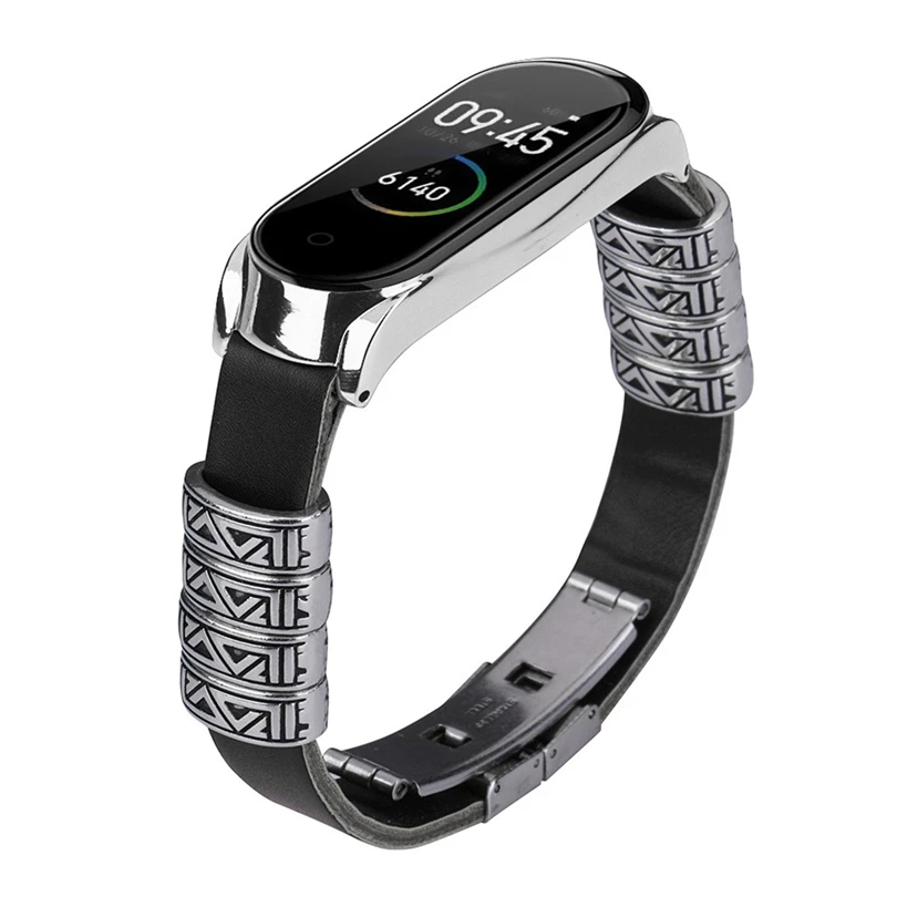 Для Xiaomi Mi Band 3/4 умные часы Бизнес Браслет Легкий кожаный Смарт наручные часы ремешок прочные модные#4