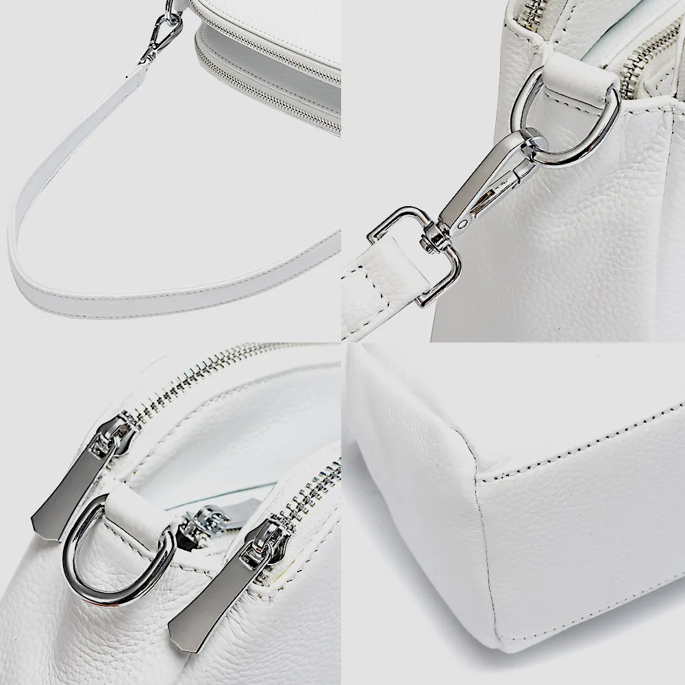 Zency White Bag For Women 100% Genuine Leather Fashion Ladies Handbag Shoulder Bag Crossbody Purse Large Cartera Mujeres 2025 6