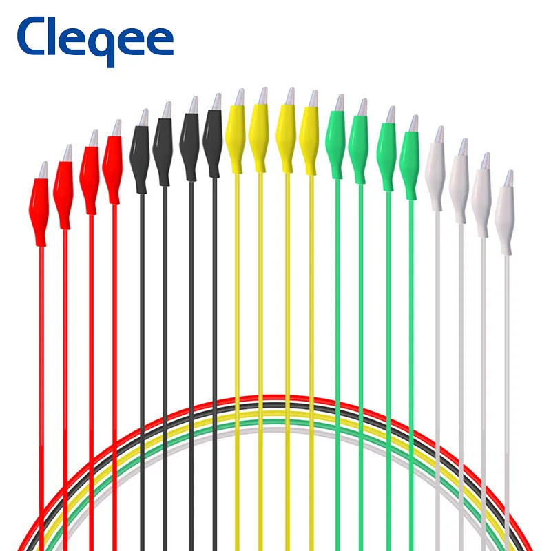 

Cleqee P1025 10pcs Dual Alligator Clips Test Lead kit Double-ended Crocodile Clip Electrical DIY Cable 50cm Wire