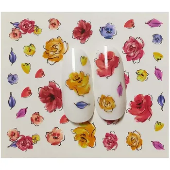 

Stickers For Nails Flying Flower Nail Art Water Decals Transfer Sticker Manicure Nail Decoration B03