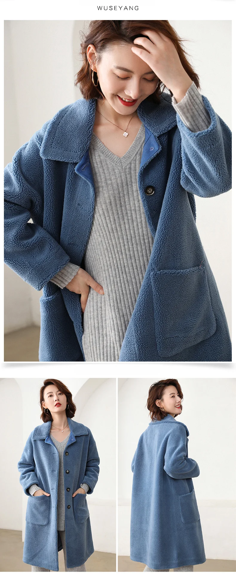 ALKMENE long fur one grain cashmere fur coat loose large size fashion thick warm female autumn and winter long coat