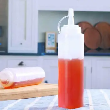 

1 pcs 8-24oz Clear Plastic Squeeze Bottle Condiment Dispenser Utenceils Mustard Bottles Sauce Kitchen Vinegar L9A7