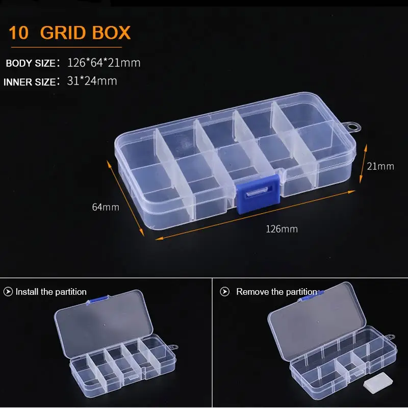 Sale Adjustable 3-36 Grids Compartment Plastic Storage Box Jewelry Earring Bead Screw Holder Case Display Organizer Container - Цвет: Small 10 grid