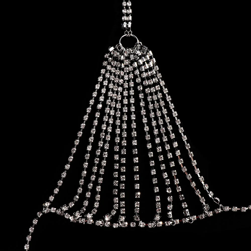 Rhinestone Bra Chain Beach Jewelry Body Shiny Crystal Bra Chest Beach Bralette Harness Bikini Body Chain Sexy erotic lingerie women bikini set women strapless bras