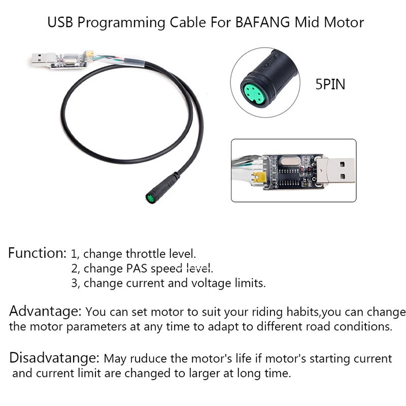 E-bike Cable For Bafang/8FUN Motor Kits Gear Sensor USB Programming Hydraulic Brake Sensor Display Holder 5PIN Brake 3pin 1T4 | electric bicycle cable