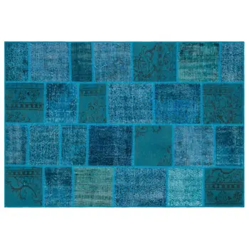 

Handmade Turquoise Vintage Overdyed Patchwork Area Rug 160x230 Cm-5'3''X7'7''