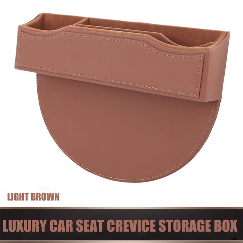 E-FOUR Car Seat Gap Filler Premium PU Leather Car Seat Side Pocket Organizer Car Seat Storage Organize with USB Charger Holes - Название цвета: light brown