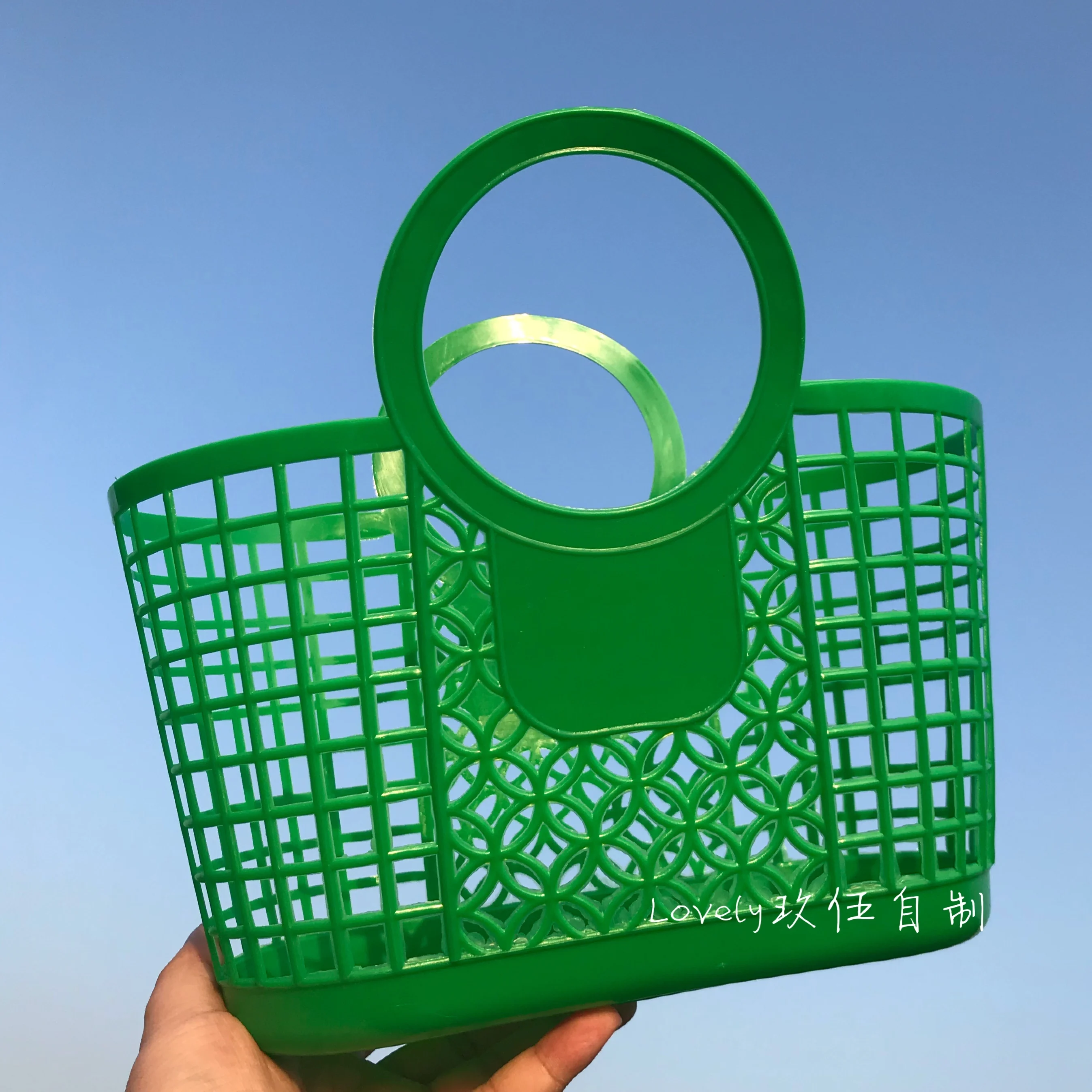 Hollow Handmade Plastic Women Handbag Candy Color High Capacity Woven Basket Bags For Women Summer Beach Women's Bag Big Shopper