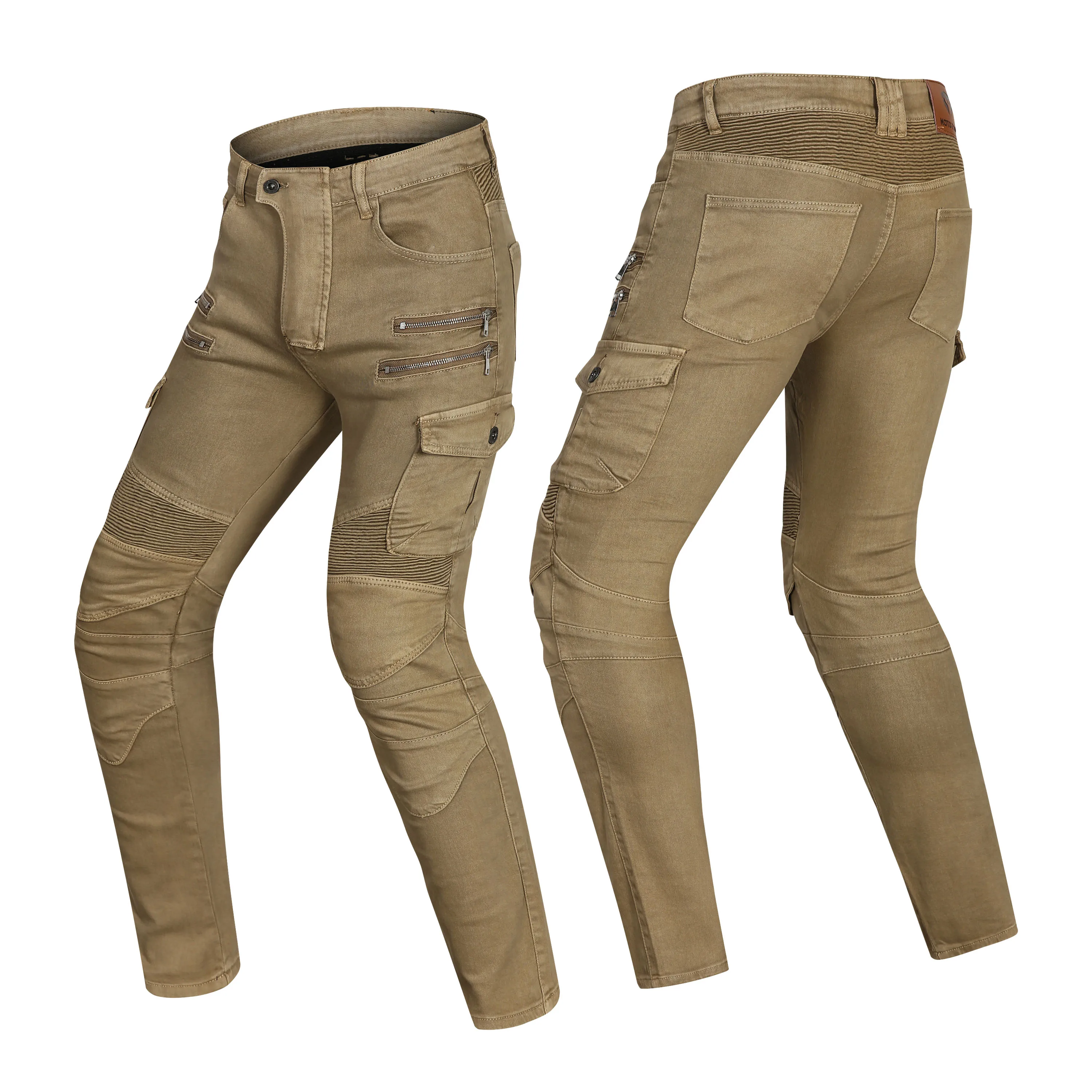 

NEW Motorcycle Leisure Motorcycle Men's Outdoor Riding Jeans Slim Double zipper Metal Style Pants With 4 Protecter Gears