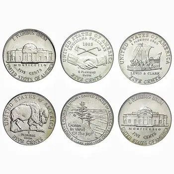 

Set 6Pcs US 5 Cents Coins USA President Coin America Original coin New