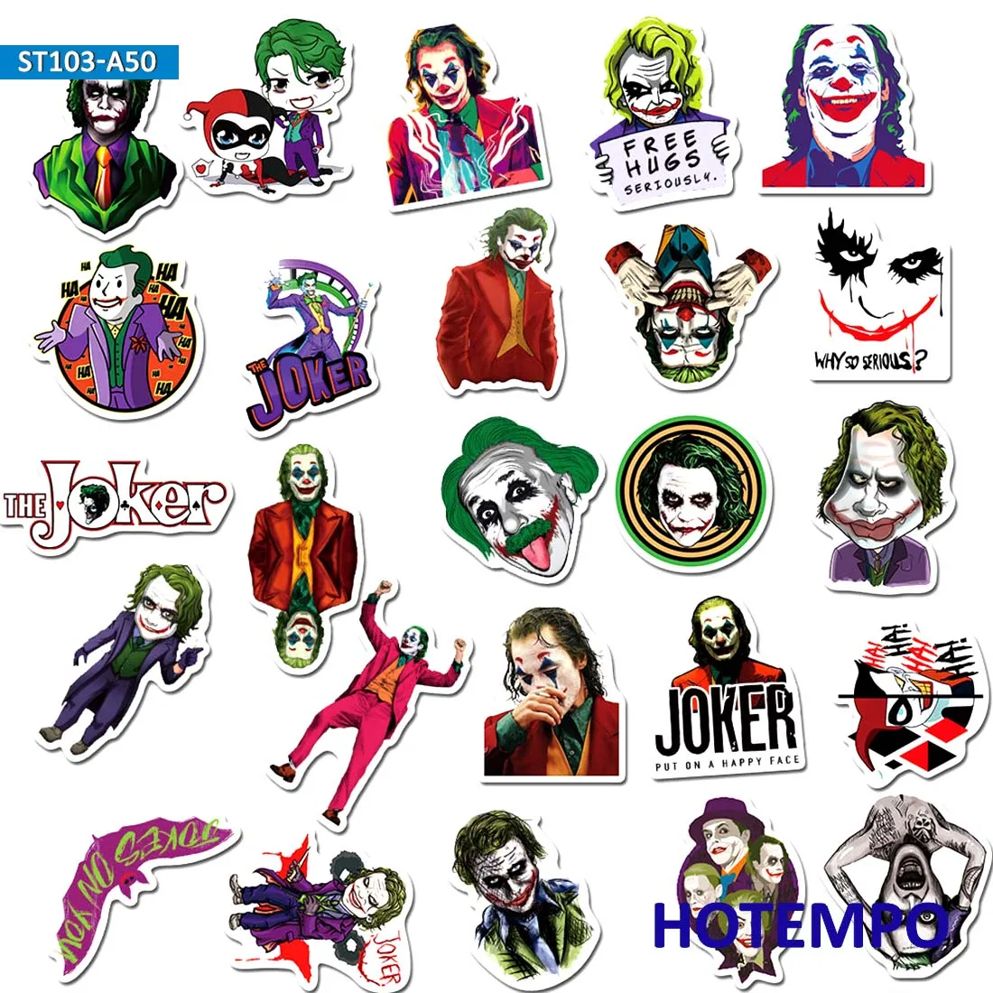 50 шт. наклейки в стиле комиксов Joker для мобильного телефона, ноутбука, багажа, чехол, скейтборд, аниме, Мультяшные наклейки