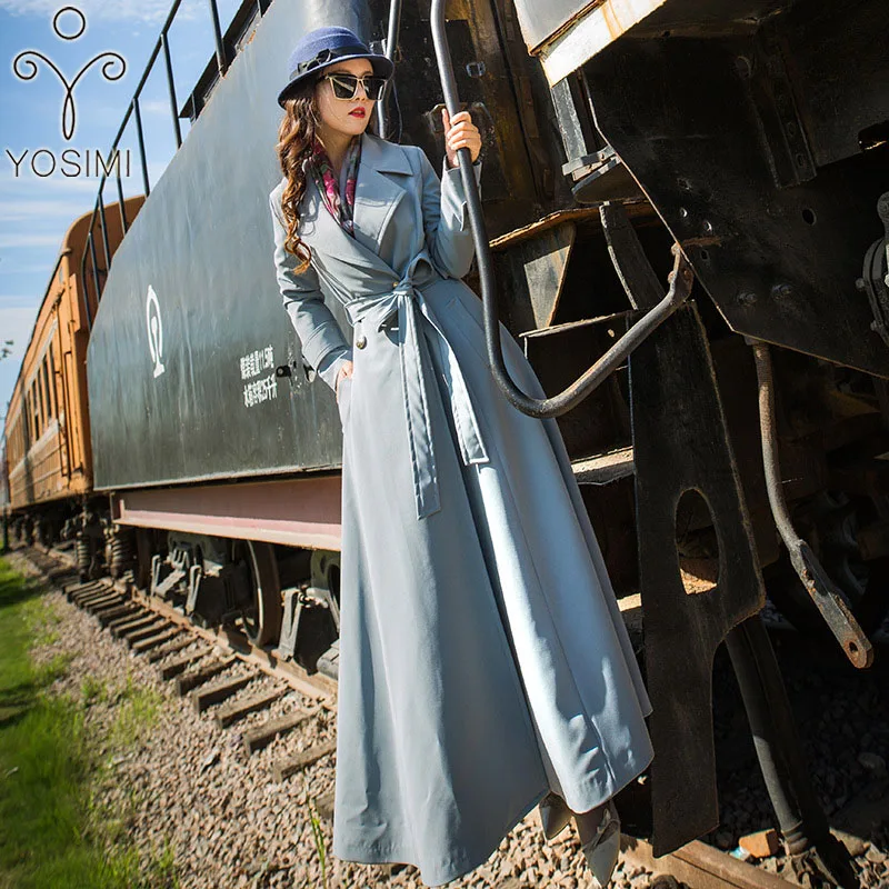 Yosimi 2019 Herfst Winter Maxi Jas Vrouwen Wilde Lange Trenchcoat Riem Taille Turn-Down Kraag Rok Stlye Hoge kwaliteit Windjack Yosimi 2019 Herfst Winter Maxi Jas Vrouwen Wilde Lange Trenchcoat Riem Taille Turn-Down Kraag Rok Stlye Hoge kwaliteit Windjack