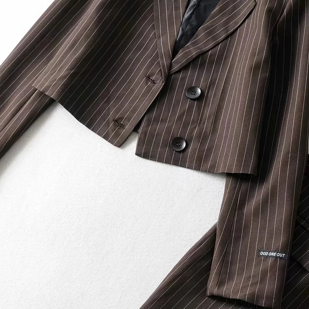 Vintage Striped Blazer Two Piece Set Women Long Sleeve Elegant Pencil Skirt Suits 2020 Summer Autumn Casual Female Chic Clothes