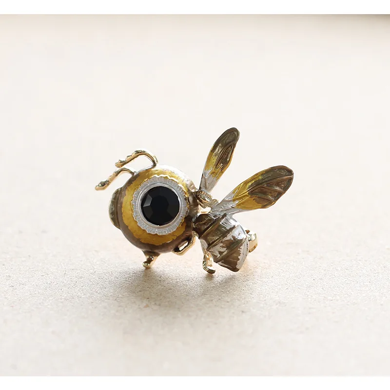 CINDY XIANG желтая эмалированная маленькая пчелиная брошь с большим глазом, унисекс, насекомое на булавке, милые осенне-зимние ювелирные изделия, высокое качество, роскошные значки, подарок