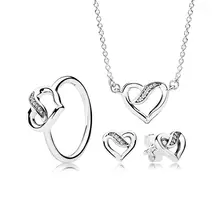 Новинка, 925 пробы, серебряные ленты любви, подарочный набор, ожерелье, подвески, кольца, подходят для самостоятельной сборки, оригинальные ювелирные изделия, набор