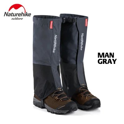 Naturehike водонепроницаемые Зимние гетры для пеших прогулок на открытом воздухе, походные леггинсы для прогулок, мужские и женские гетры, грязевые непромокаемые чехлы для обуви - Цвет: Man Gray