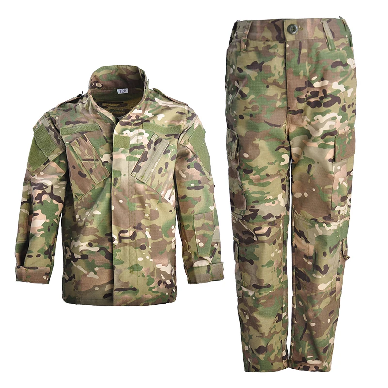 Kids Military Uniform for Training Suit Boy Girl Special Force Combat Jacket Pants Set Army Camouflage Children Soldier Clothes | Спорт и