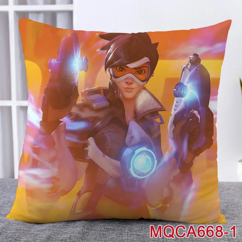 45X45 см аниме игра Overwatch наволочка OW dva Mercy Mei Hanzo Genji Reaper Dakimakura Чехол 3D двухсторонний принт наволочка - Цвет: 22