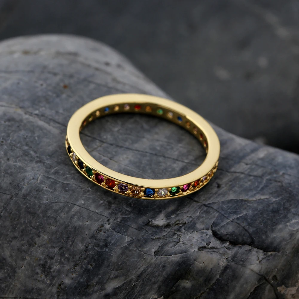 AIBEF Classic Simple Color Ring AAA Rainbow Mini Crystal Wedding Rings For Bridal Christmas Gift Women Jewelry Engagement Ring wedding rings finger rings engagement rings crystal rings