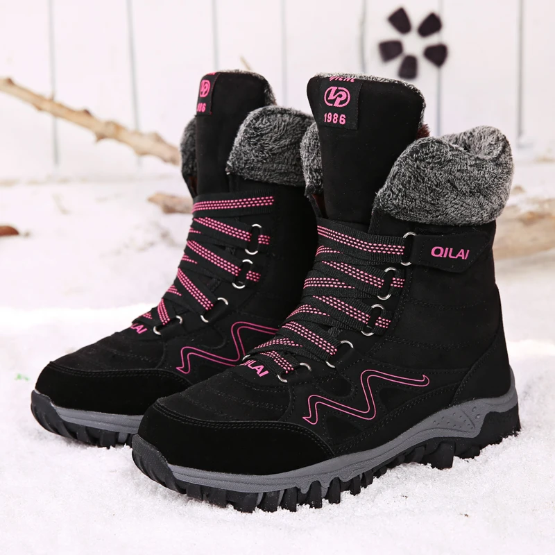 

2019 Waterproof Non-slip Women Boots Female Snow Boots Platform Warm Ankle Winter Boots Fur Thick Sneakers Zapatos De Mujer