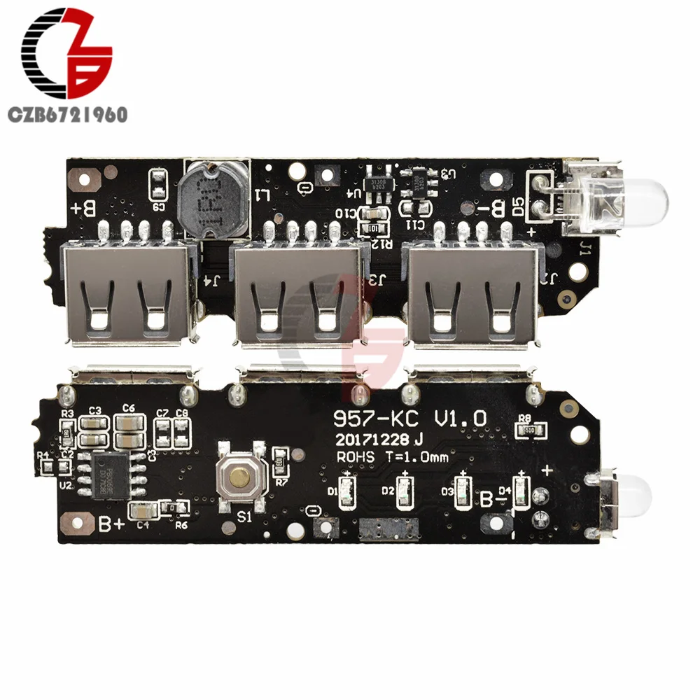 Battery Charger 3 USB Output Mobile Power Bank Charging Module 18650 Lithium Battery Charger Board
