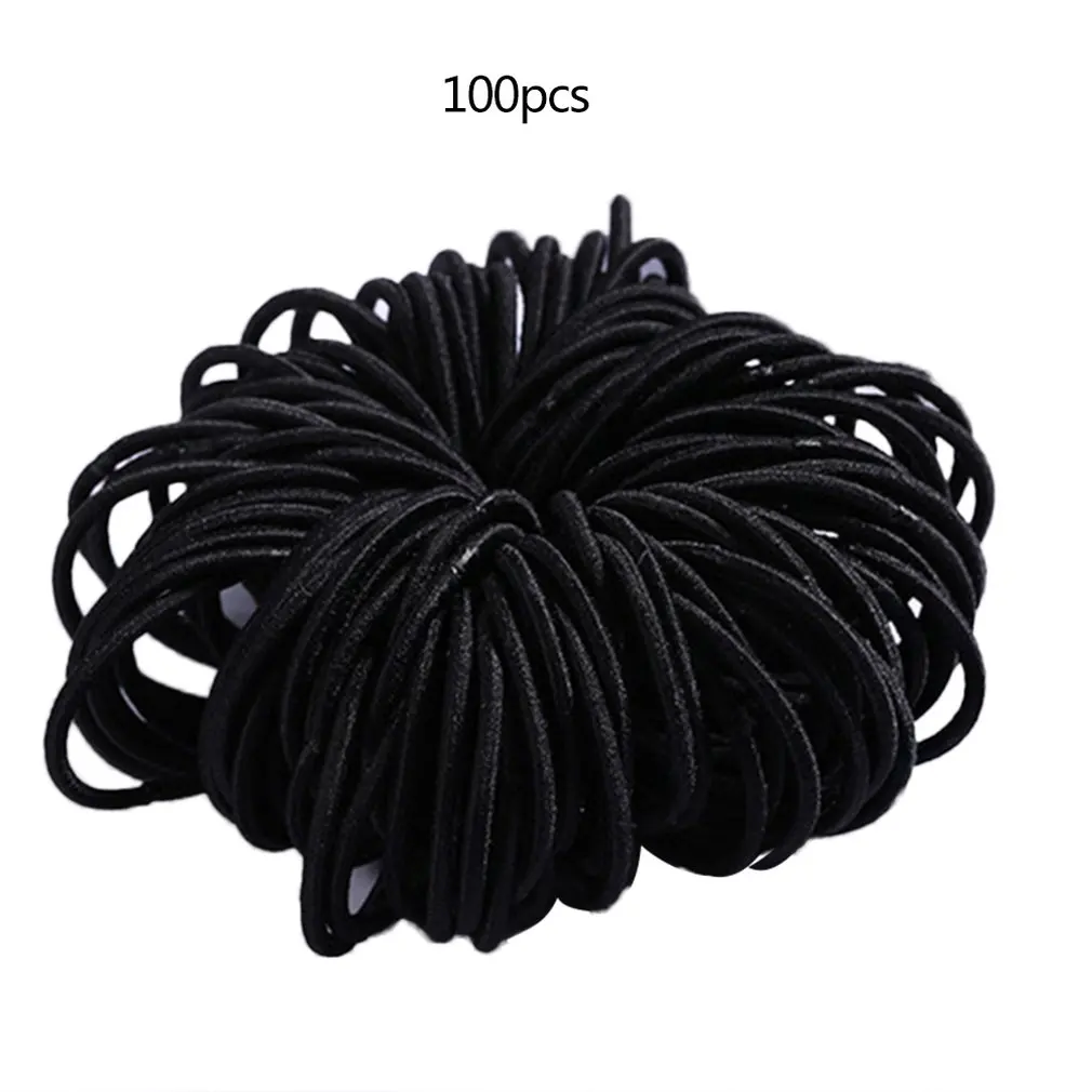 

100pcs Korean Version Of 3 Cm Nylon Not Hurt Hair Elastic Children'S Rubber Band Girl Hair Band Ponytail Princess Hair Rope