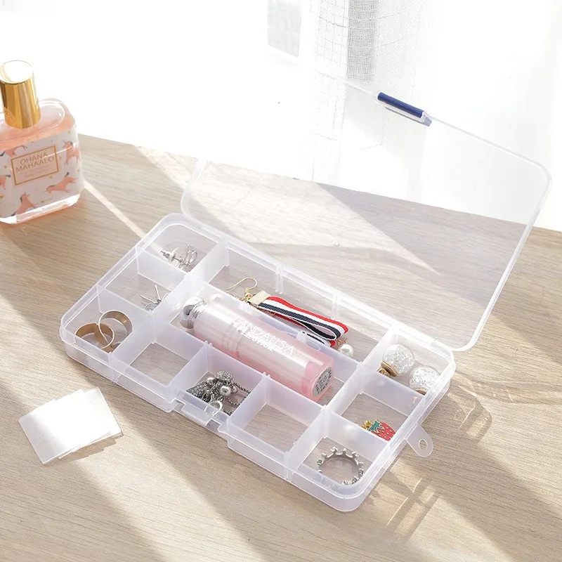 Transparent Organizer 10/15/24 Grids Jewelry Box Organizer Free Assembly Sort Out Pill Box Storage Box Sundries Plastic Box