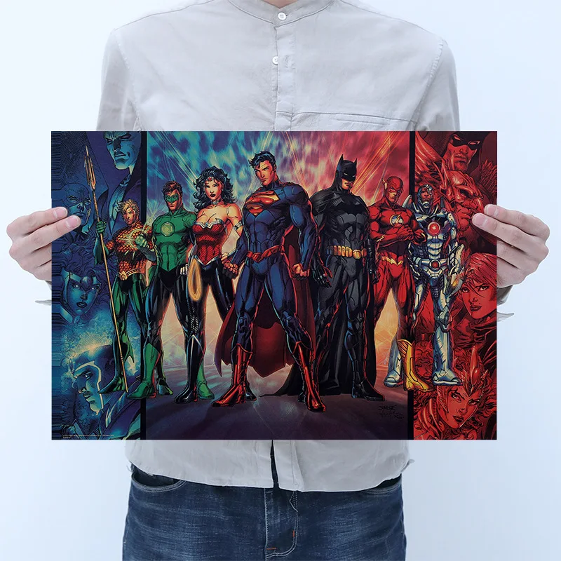 

DC Film Justice League nostalgic retro kraft paper poster dormitory room decoration painting art wall sticker pictures