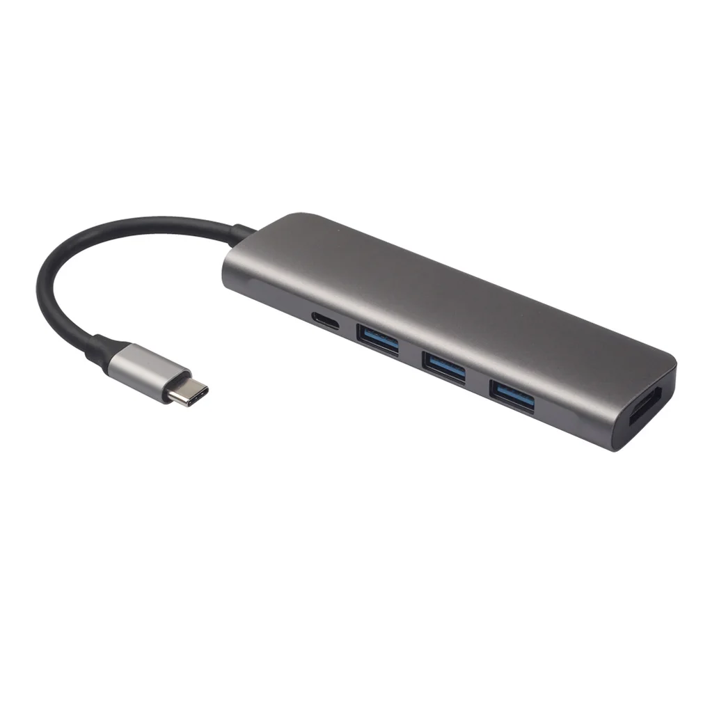 

5 In 1 Type C Hub Aluminium Alloy High-Speed Usb 3.0 HD Adapter Hub Smartphone Type-c Converter For MacBook Pro Air