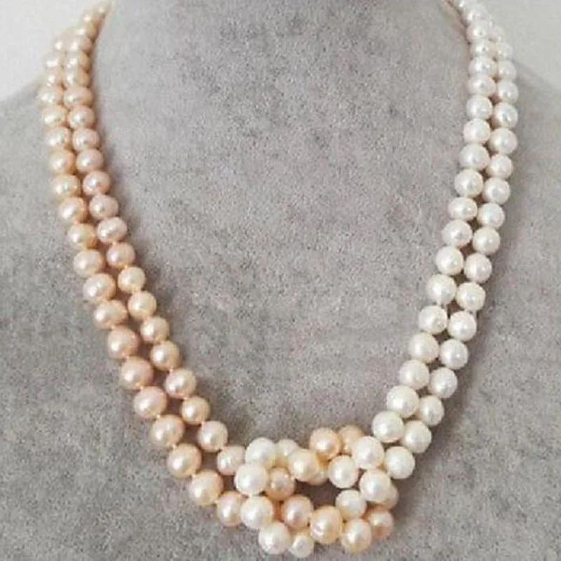 

NATURAL 9-10MM WHITE NATURAL BAROQUE PEARL NECKLACE YELLOW BALL