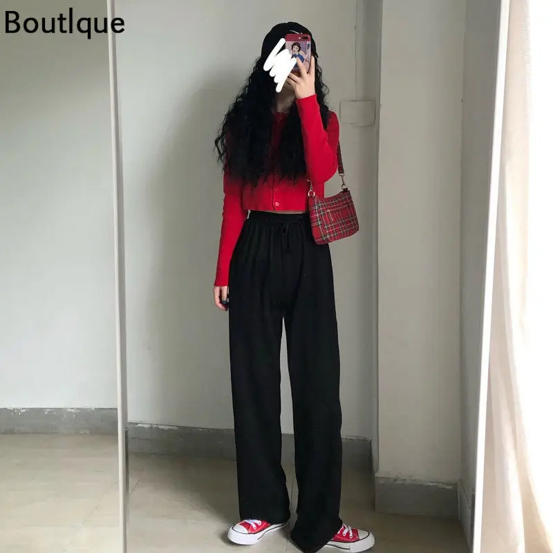 Korean Version of Casual Street Style Suitable for Summer Wear Thin Sweatpants Women Loose Straight Pants Long Woman