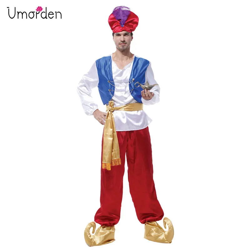 Umorden Fantasia Purim карнавальные костюмы для Хэллоуина взрослые мужские Aladdin Arabic Prince