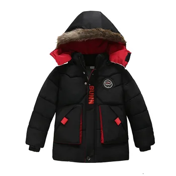 

Winter Warm Thickening Fur Collar Child Long Coat Fleece Liner Baby Boys Jackets Children Outerwear For 2-6 Years Old