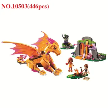 

NEW Bela 10503 Elves Fire Dragon Lava Cave Figures Building Block 446pcs Fairy Building Bricks Toys for Children