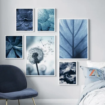 Blue Dandelion Leaf Succulents Canvas Painting Nordic Posters And Prints Wall Art Decoration For Modern Home Room Decor Pictures