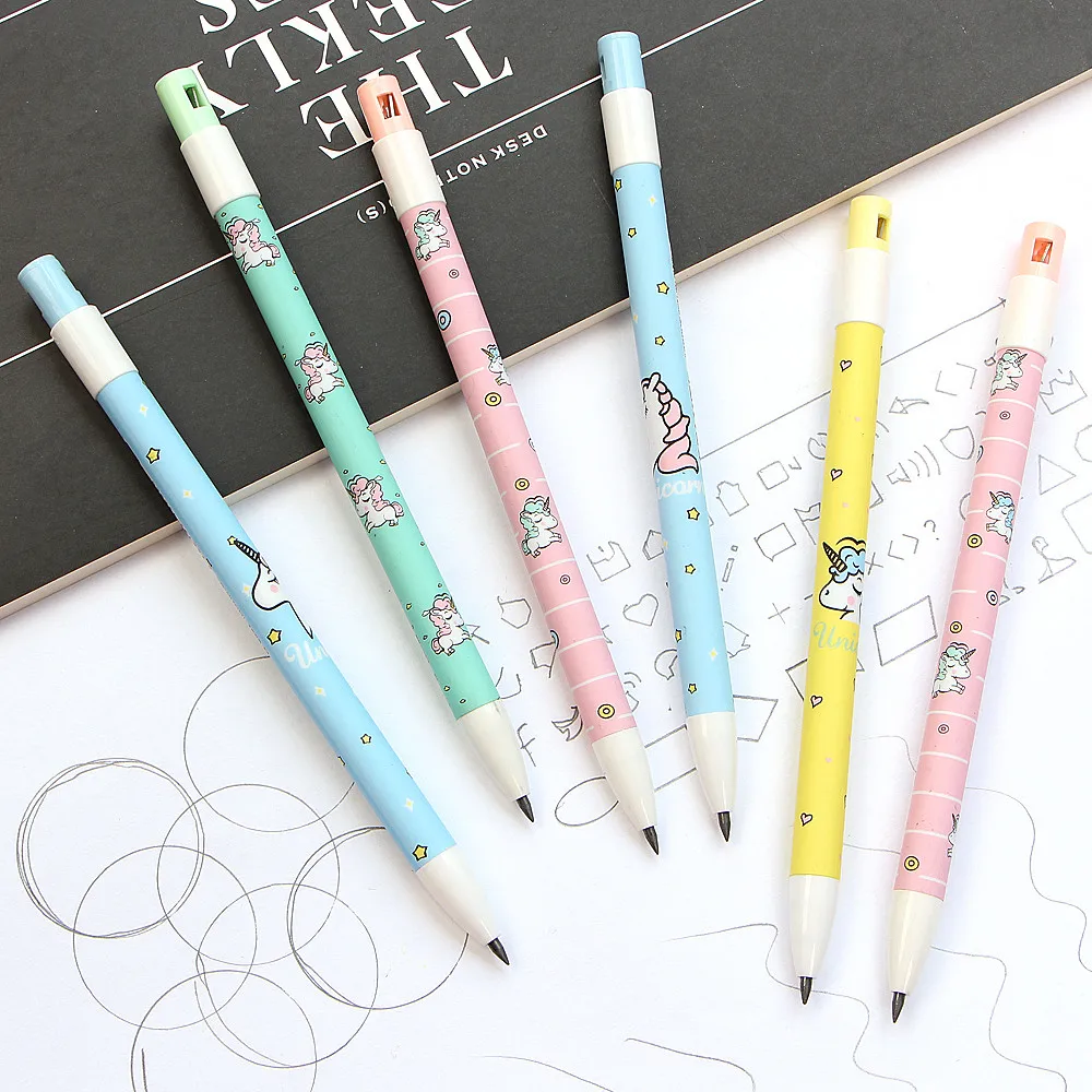 

4Pcs/lot Cute Unicorn 2.0mm 2B Mechanical Pencil Student Writing Tool Automatic Pencil for Kid School Office Stationery Supply